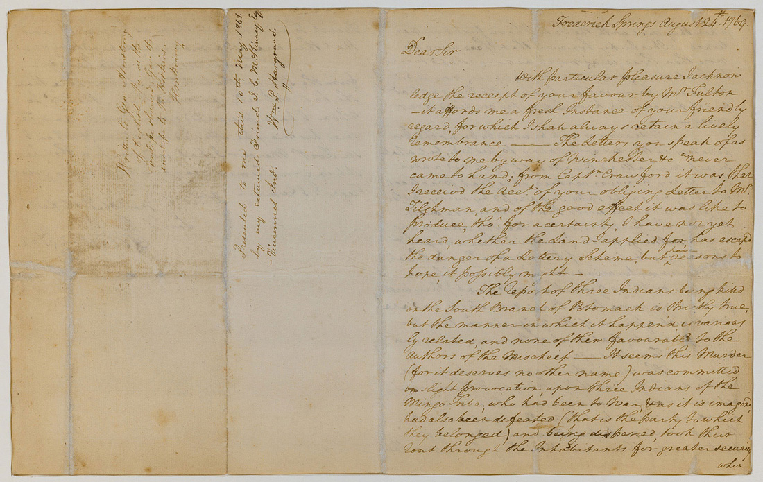 Letter from George Washington to John Armstrong, Aug. 24, 1769; Dolph Briscoe Center for American History (page 1)