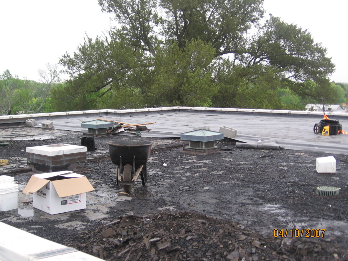 Roof repair in progress