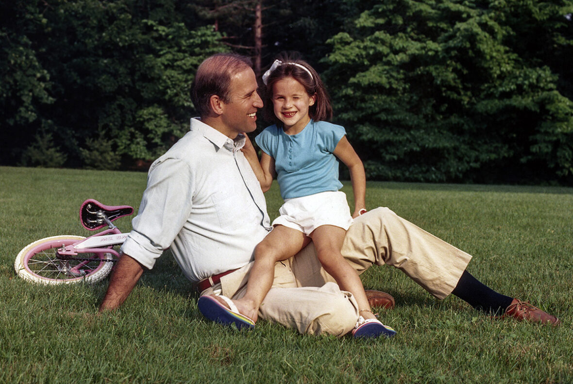 Senator Joe Biden with his daughter Ashley. 1987