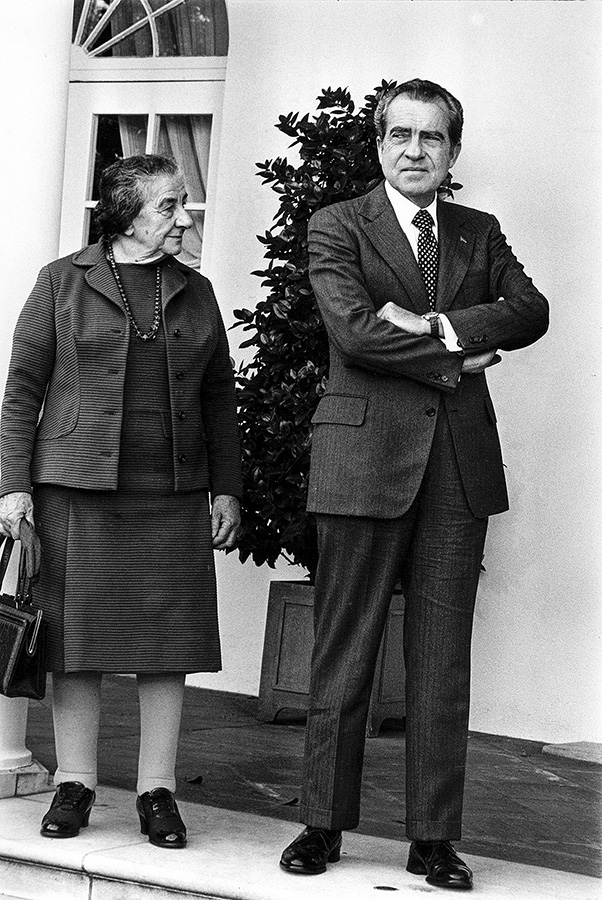 President Richard Nixon with Israeli Prime minister Golda Meir, Rose Garden Colonnade, The White House, 1973.