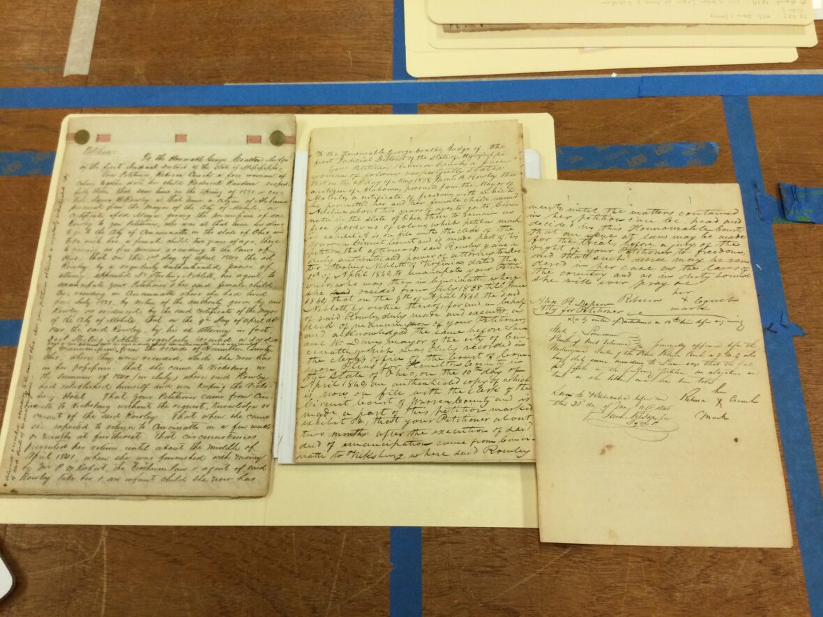 Bound petition detailing the case of Rebecca Couch, ca. 1842
