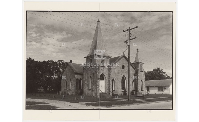 Photograph of a Methodist Church in the community of Navasota where the Texas blues musician Mance Lipscomb lived. Photographer John Christian first photographed Lipscomb in 1968 and later returned to document his hometown of Navasota for a Briscoe Center retrospective exhibit "Mance Lipscomb: Grimes County Blues Master" in 1993.