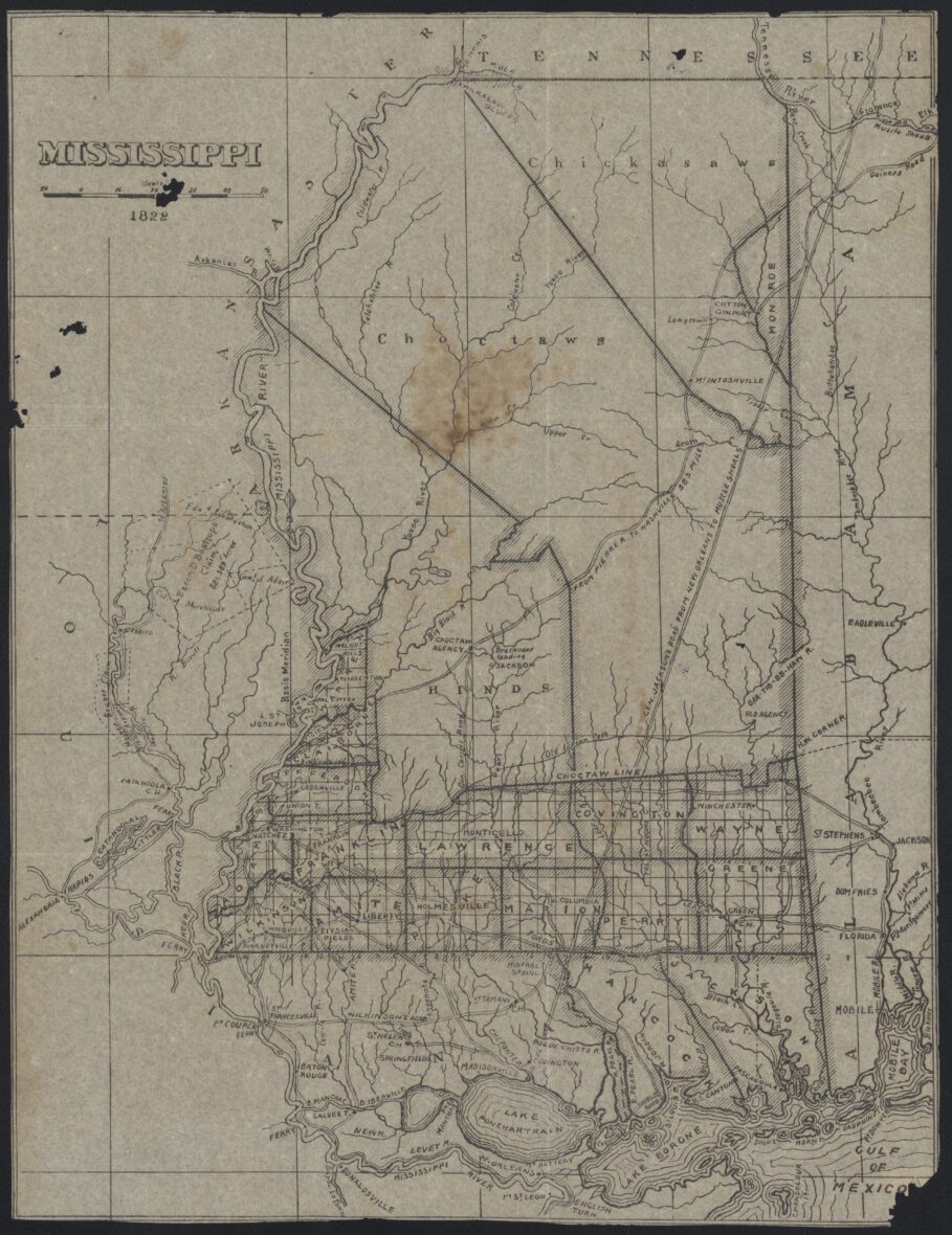 Map of the Natchez Territory, modern day Mississippi. 